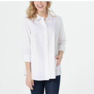 Issac Mizrahi - Classic White Button-Up Shirt - 10